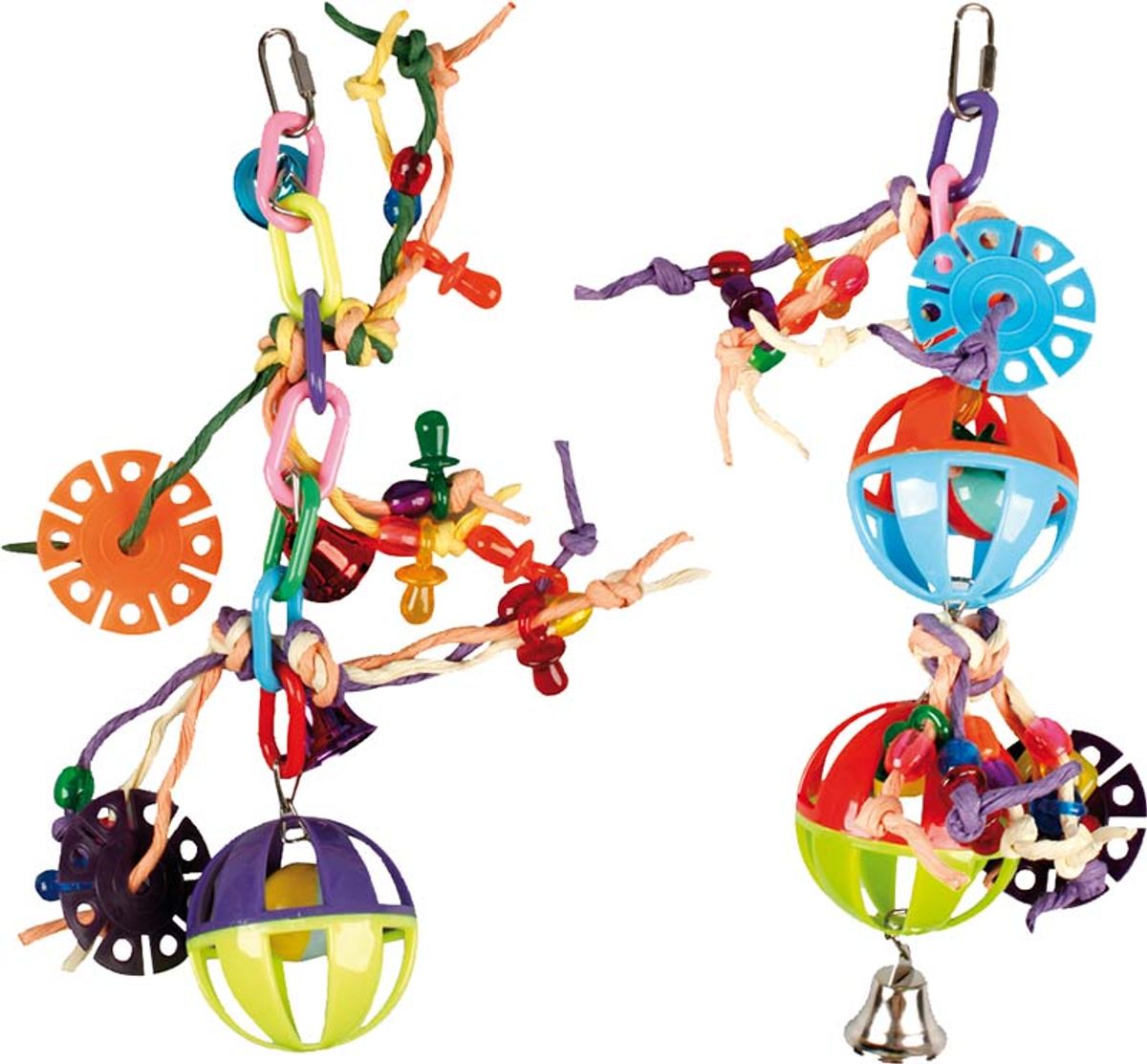 Fuglelek til parakitter: ball med snorer 16 x 30 cm