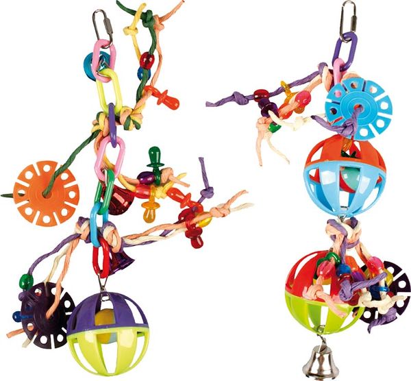 Hovedbilde Fuglelek til parakitter: ball med snorer 16 x 30 ...