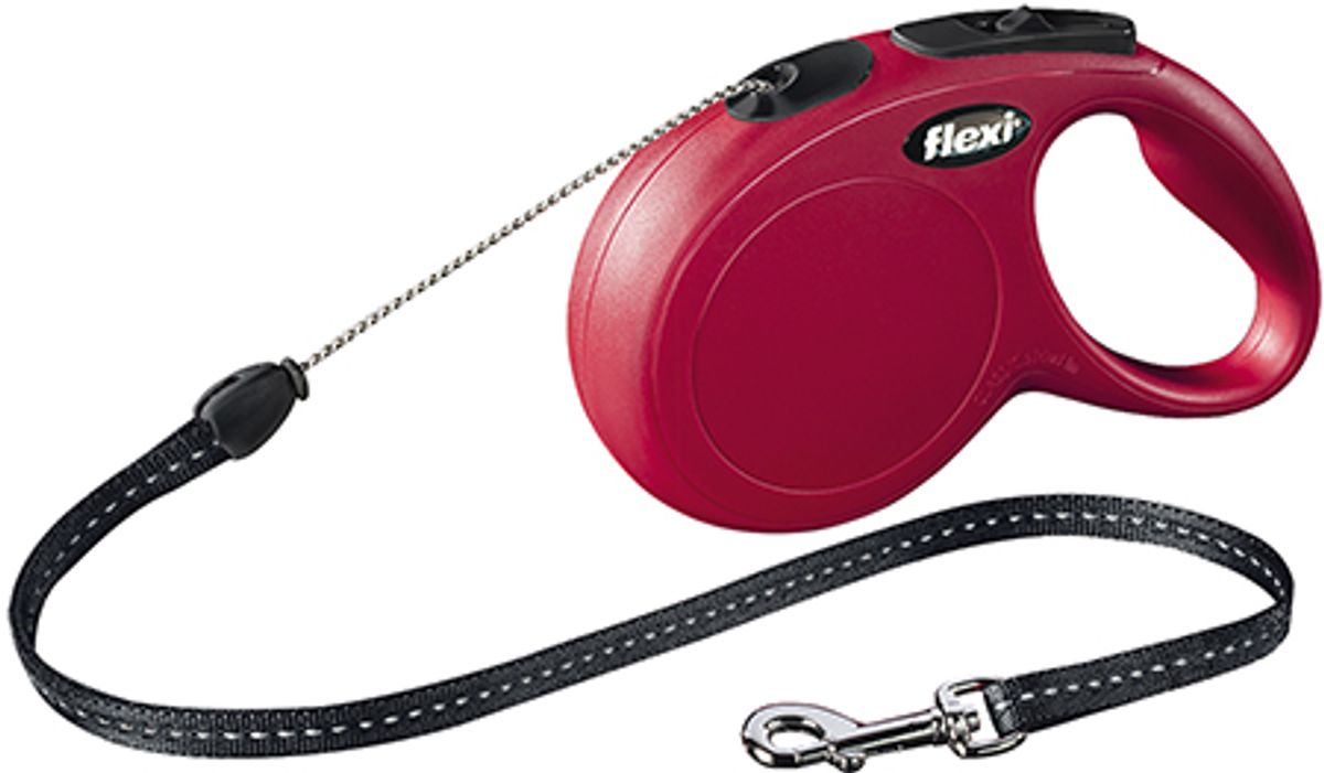 FLEXI New Classic Rullekobbel (Snor) – Rød, 8 meter (S, opptil 12 kg)