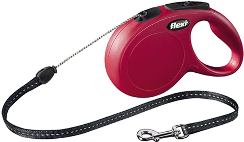 FLEXI New Classic Rullekobbel (Snor) – Rød, 8 meter (S, opptil 12 kg)