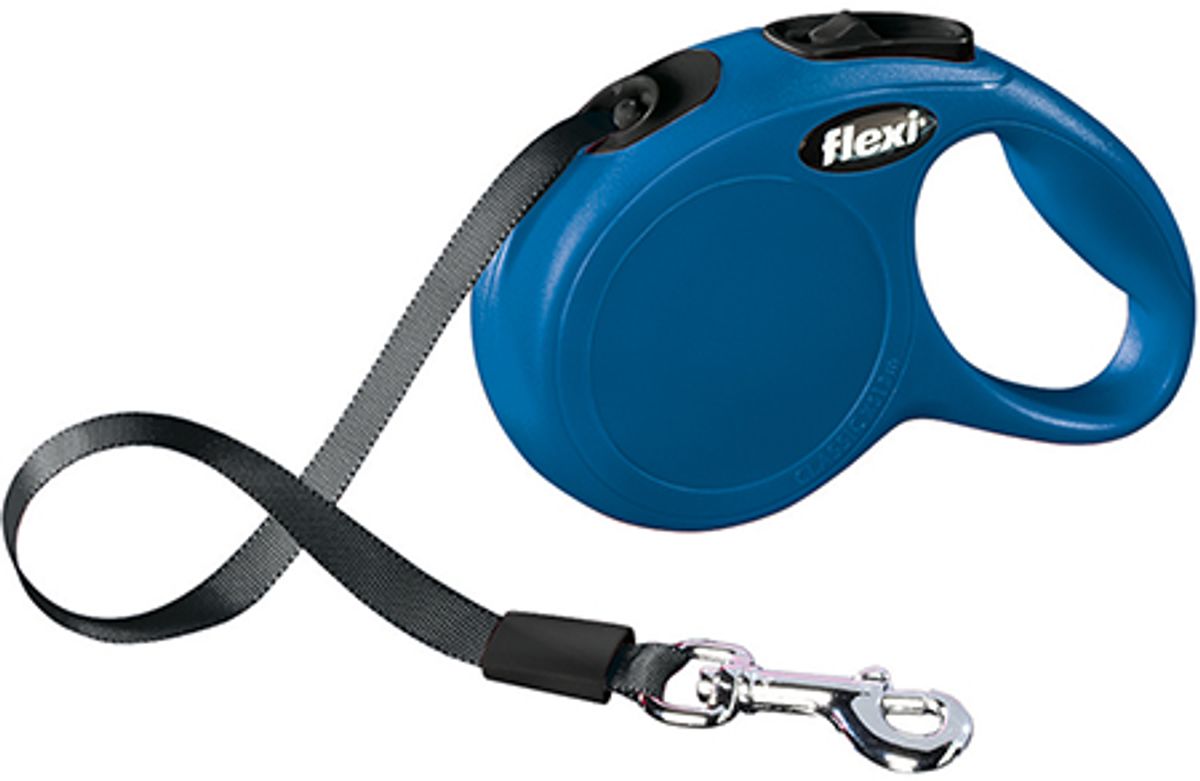 FLEXI New Classic Rullekobbel (Tape) – Blå, 3 m (XS, opptil 12 kg)