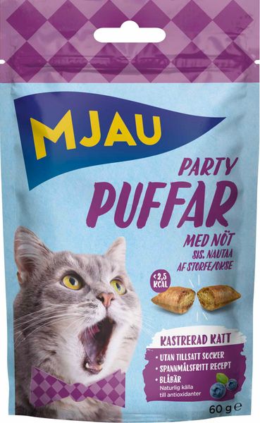 Hovedbilde Mjau Partypuffar Nøtt 60 g