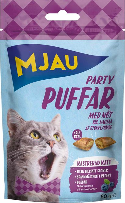 Hovedbilde Mjau Partypuffar Nøtt 60 g