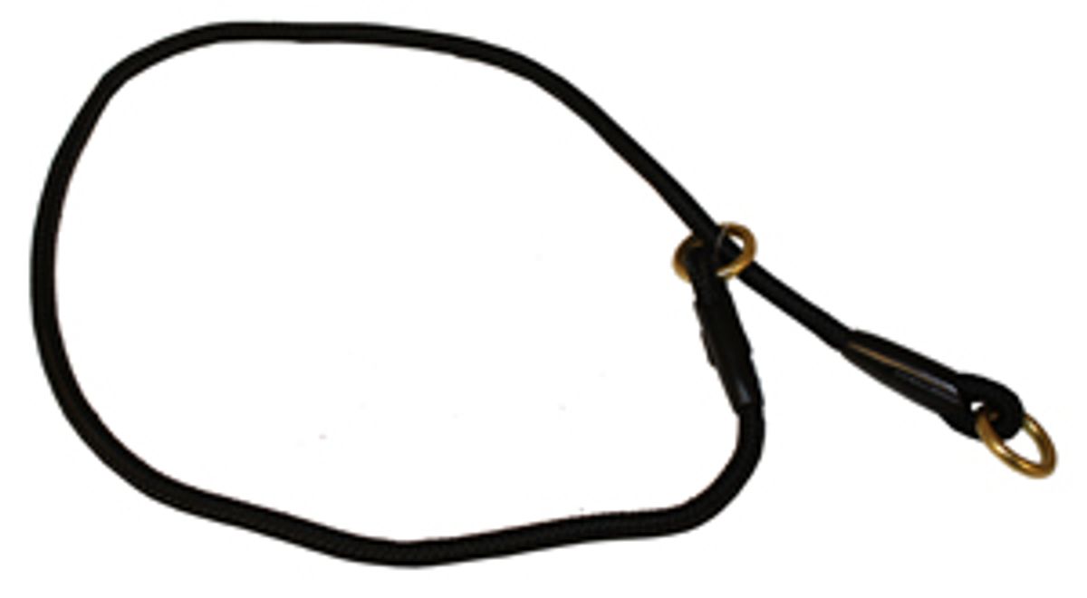 Alac Dressurhalsbånd Svart 6mm x 55cm – Rundt Strypehalsbånd med Stopp