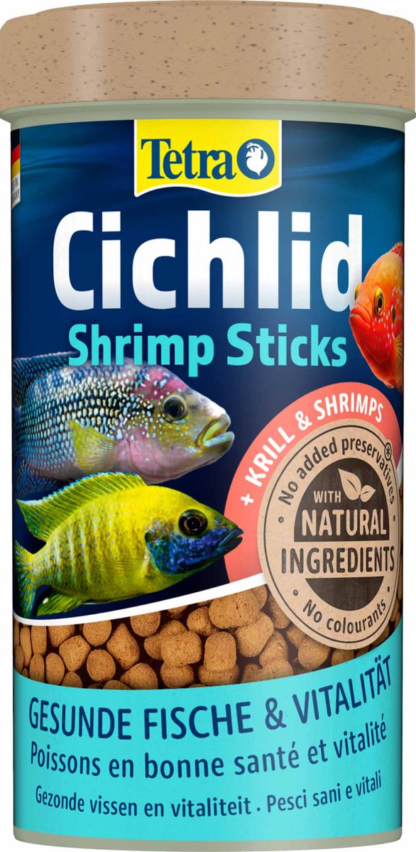 Tetra Cichlid Shrimp Sticks 250ml - Hovedfôr til Ciklider