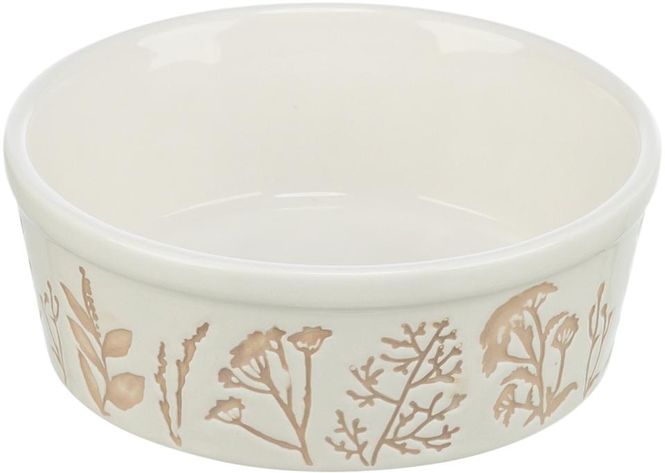Hovedbilde Trixie Keramikkskål med Strukturert Motiv, Hvit/Taupe (0,3L, Ø12 cm)