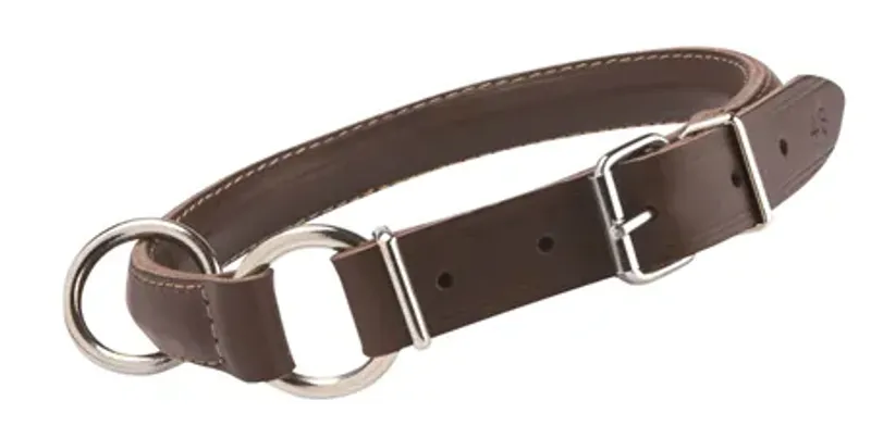 TRINE Halvrundt Strup Lærhalsbånd | Mørkebrunt ( 45 cm )